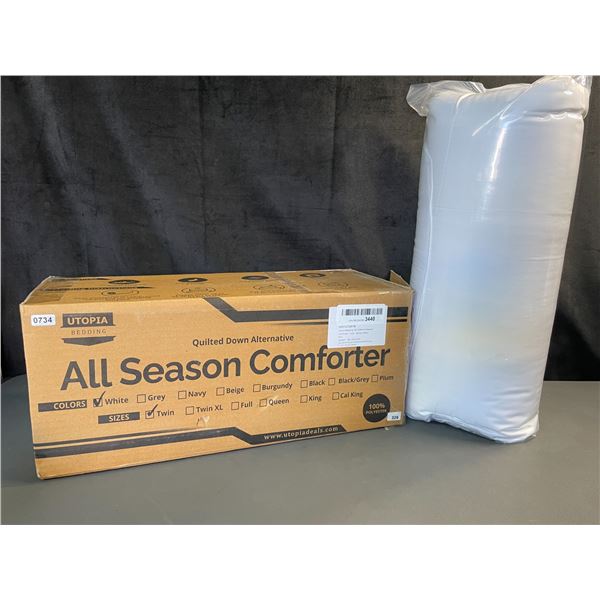 Lot of 1 Utopia Bedding Premium Quilted Down Alternative Comforter - Twin Size - White - Brand New