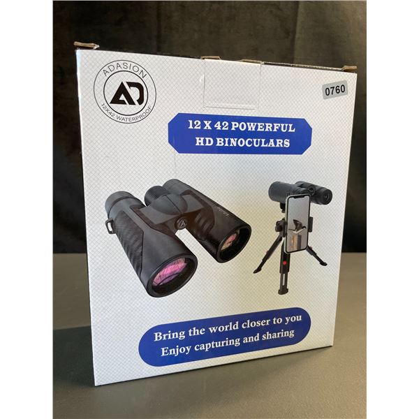 Lot of 1 Pair of Adasion 12x42 Powerful HD Binoculars - Brand New!
