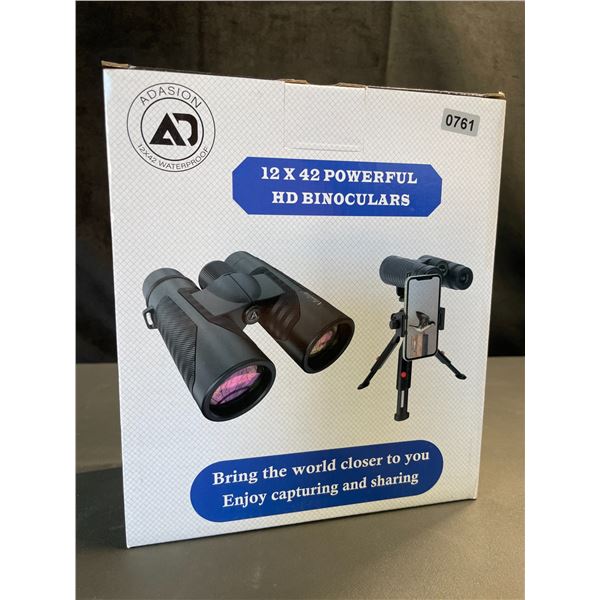 Lot of 1 Pair of Adasion 12x42 Powerful HD Binoculars - Brand New!