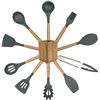 Image 1 : Lot of 1 Silicone Kitchen Cooking Utensil Set - Black Colour w/ Wooden Handles - Brand New! 11PCS