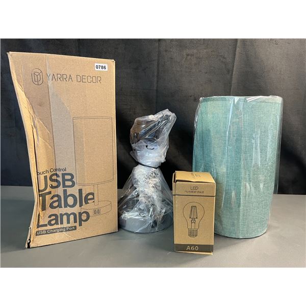 Lot of 1 USB Table Lamp with Bulb - Brand New - Teal Shade