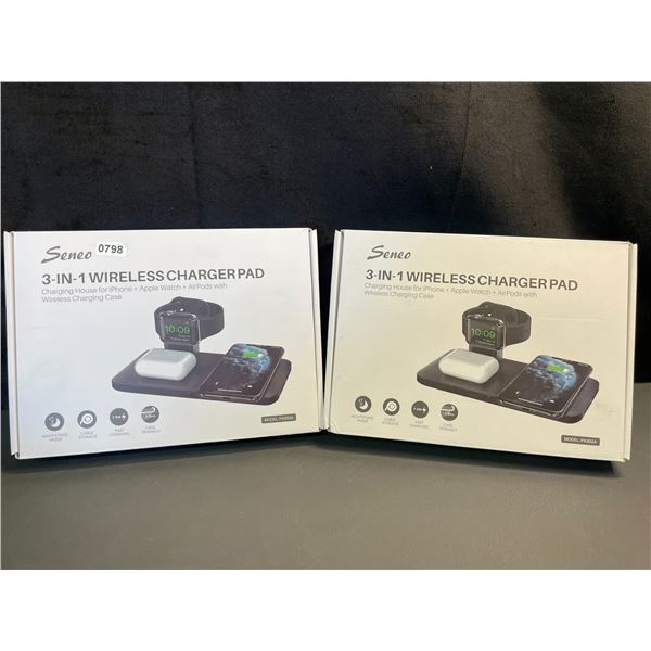 Lot of 2 Seneo 3-in-1 Wireless Charging Pads - for iPhone + Apple Watch + AirPods - Brand New!