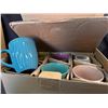 Image 1 : Lot of 1 Box of Porcelain Fluted Mugs Assorted Colours