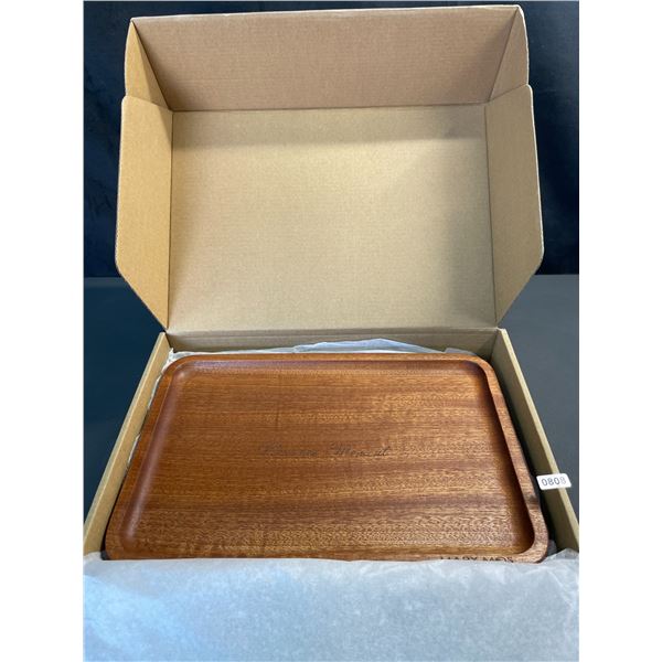 Lot of 1 Natural Walnut Wooden Trays Set of 4 20x30cm - New