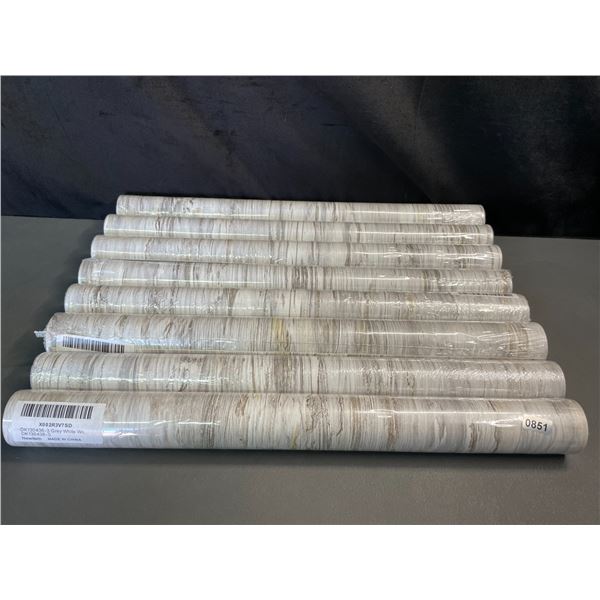 Lot of 8 Rolls of White Grey Wood Contact Paper/Wood Design Peel & Stick Wallpaper - Brand New