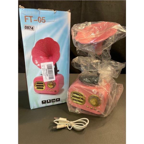 Lot of 1 Retro Portable Bluetooth Speaker - Pink - Brand New