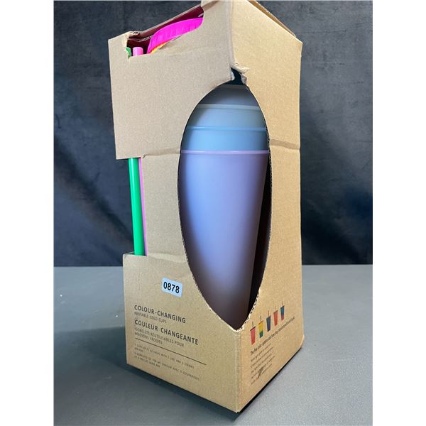 Lot of 1 Box of Colour-Changing Reusable Cold Cups - 5 Cups Included - Brand New