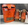 Image 1 : Lot of 1 Pair of Victorian Marine Brass Leather Binoculars - 1915 Vintage Binoculars