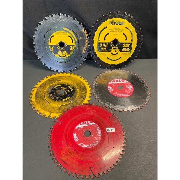 Lot of 5 Assorted Diablo/Dewalt Saws - Used