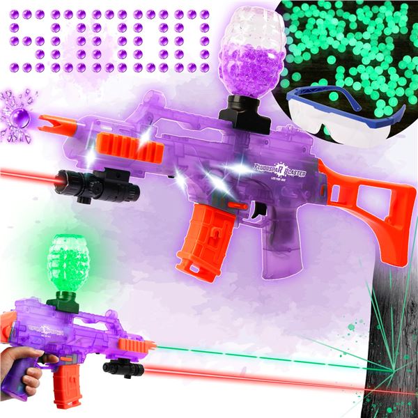 Lot of 1 G36 Automatic/Electric Ball Blaster Gun Toy - Glow In The Dark Purple w/ Lighting Effects!