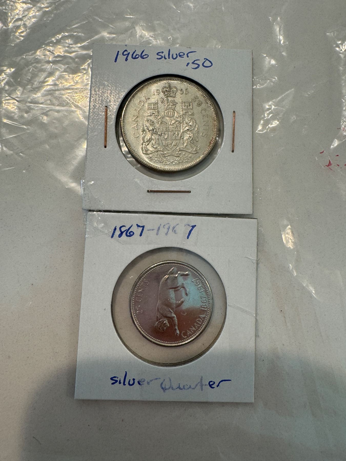 18 67–19 67 silver Quarter, 1966 silver 50 Cent