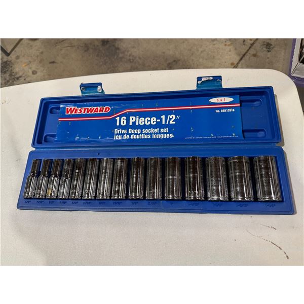 Westward half inch drive deep socket set