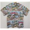 Image 1 : New Reyn Spooner Dinosaur Themed Aloha Shirt, Khaki, Size XL (retail $120)