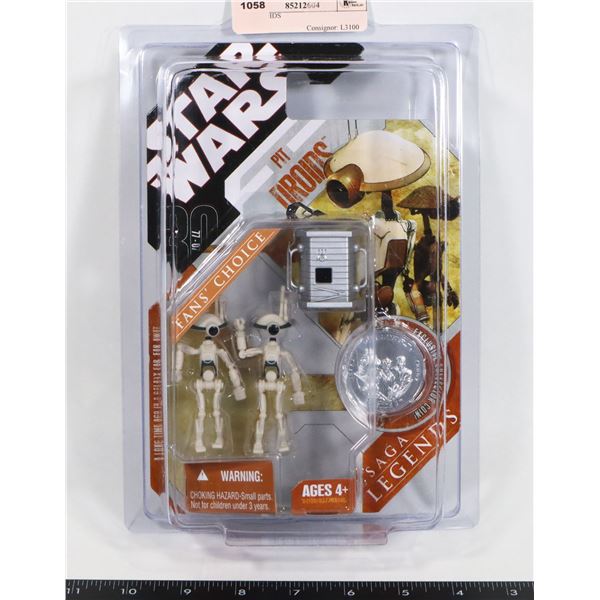 STAR WARS TAN PIT DROIDS FIGURE IN STAR CASE