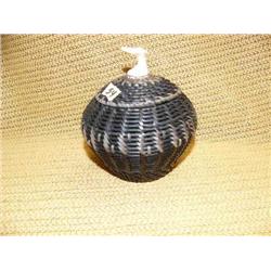 Beautiful two toned baleen basket with ivory finial 5" tall by James Omnik (2)