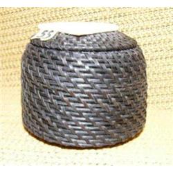 Baleen basket with walrus ivory top with relief of eagle by Lily Hank, 3" tall (2)