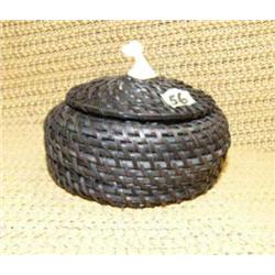 Baleen basket with whale tail finial 3" tall (2)