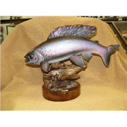 Wonderful wood carving by Michael Scott of Grayling, 16" long 12" tall (2)