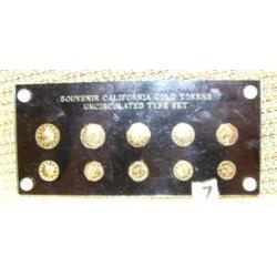 Souvenir CA gold tokens un-circulated, type set (181)