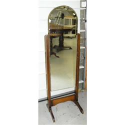 Small art deco beveled free standing mirror, 55" tall, 17" wide (2)