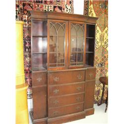 beautiful lady's desk with 3 drawers, display cabinet in middle, bookshelf (20