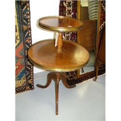 Round 2 tiered table with metal edge, 32" tall, 20.5" diameter (20