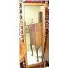 Image 1 : Wood framed mirror, oak, 39" tall, 12.5" wide (2)