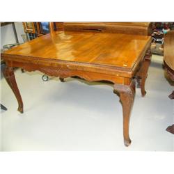 Draw leaf square regency leg dining room table, 96" long (with leaves), 38" wide (2)