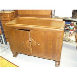 Oak buffet with 2 drawers on inside, been refinished, 37" tall, 47" width, 18.5" deep (2)