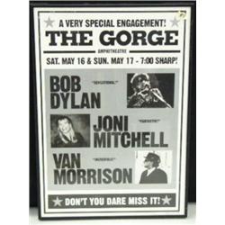 Poster from the Gorge featuring Bob Dylan, Joni Mitchell and Van Morrison, 20.5"x14" (165)