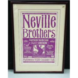 Neville Brothers poster framed, 10.5"x17" (165)