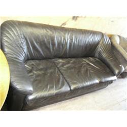 Black leather couch with 2 matching over stuffed chairs - very comfortable (165)