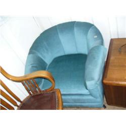 2 blue swivel side chairs (165)
