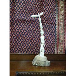 25.5" Ivory carving of angel, walrus, bear and other animals on bone igloo base (2)