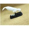 Image 1 : Ivory narwhale with inset baleen on baleen base with fossilized ivory horn, 3" tall  (2)