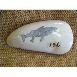 5.5" long ivory tooth scrimshawed with 2 whales (2)