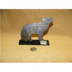 CHOICE on 2 baleen scrimshawed wolves on baleen base by Robert Crumley (2)