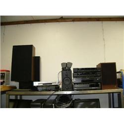 Pair of AR 18S speakers, Harman/Kardon subwoofer and 2 speakers, Mitsubishi U52, Sony video cassette