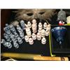 Image 3 : Large collection of: pennies, Fur Rondy pins, post office mail box bank, marble chess pieces, post c