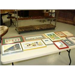 Lot of 11 framed pieces of art: Merry Christmas, signed and number print from 1988 (2)