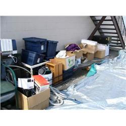 Lot of: microwave, mini fridge, humidifier, vacuum, misc. totes and boxes (165)