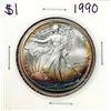Image 1 : 1990 $1 American Silver Eagle Coin Amazing Toning