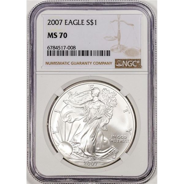 2007 $1 American Silver Eagle Coin NGC MS70