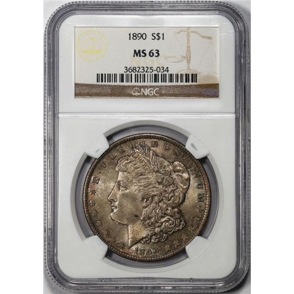 1890 $1 Morgan Silver Dollar Coin NGC MS63