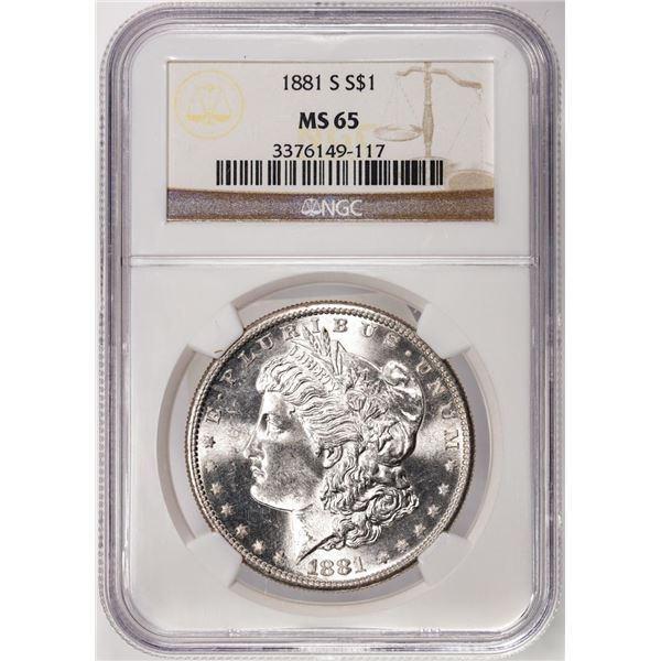 1881-S $1 Morgan Silver Dollar Coin NGC MS65