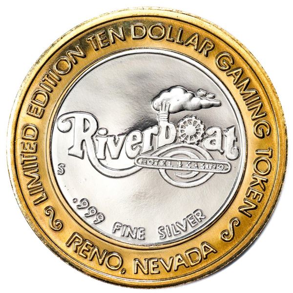 .999 Silver Riverboat Reno, Nevada $10 Casino Limited Edition Gaming Token