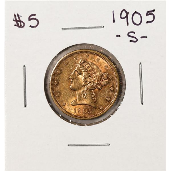 1905-S $5 Liberty Head Half Eagle Gold Coin