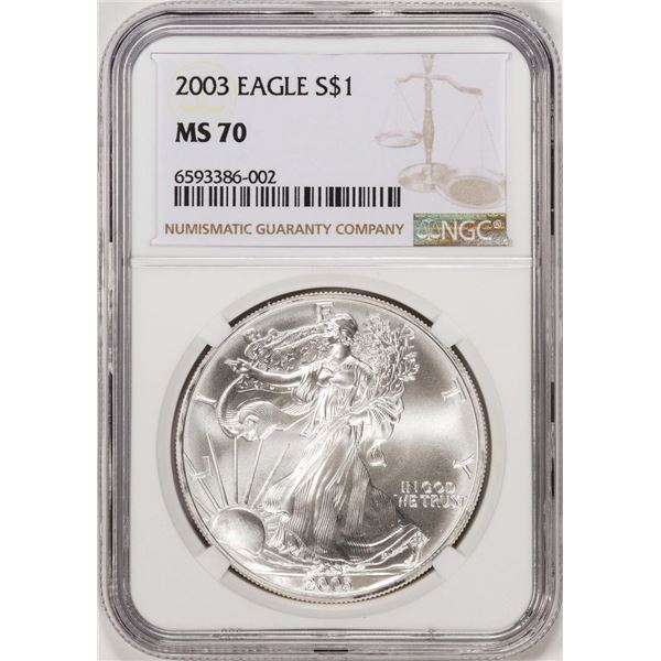 2003 $1 American Silver Eagle Coin NGC MS70