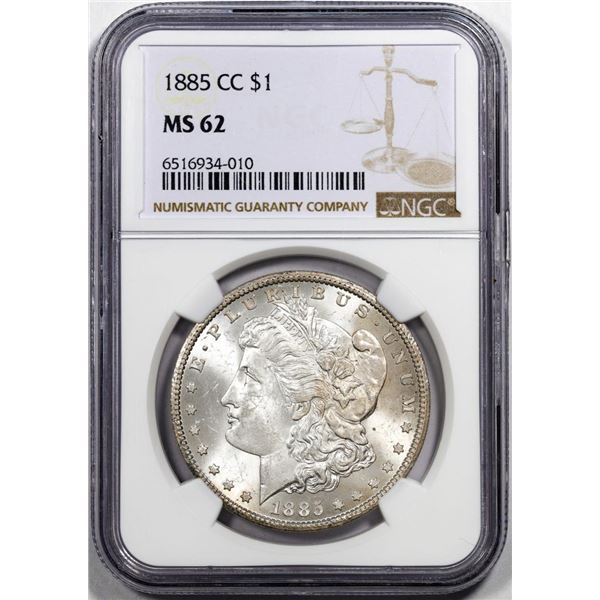 1885-CC $1 Morgan Silver Dollar Coin NGC MS62