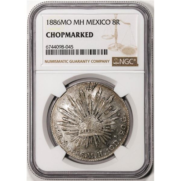 1886MO MH Mexico 8 Reales Silver Coin NGC Chopmarked